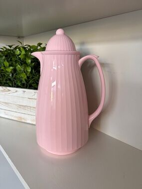 Crown Corning Pink Thermique Ribbed Coffee Insulated Thermos Pitcher Rare